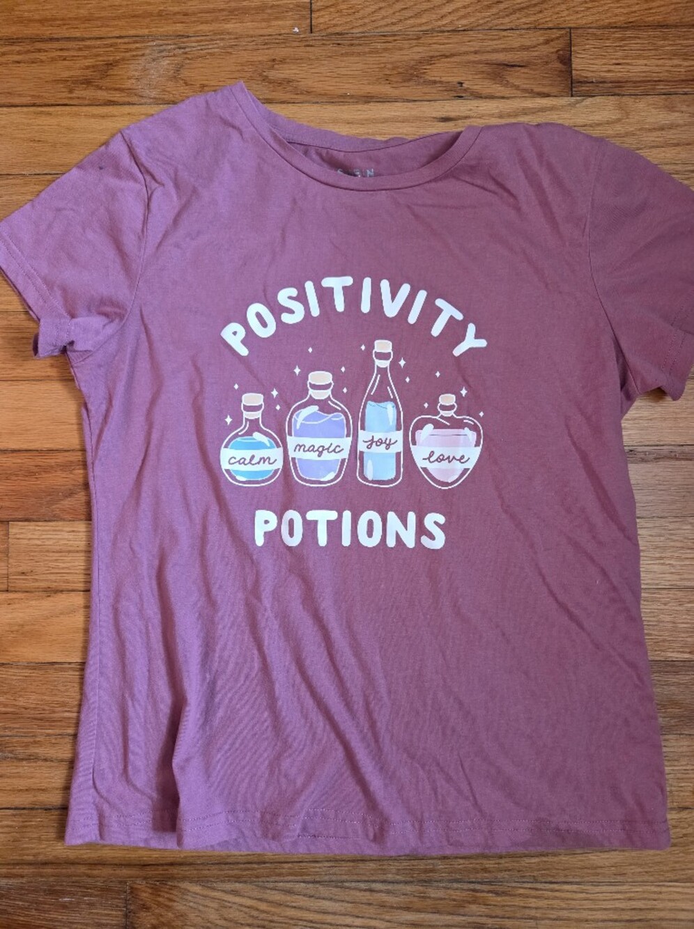 SHEIN Mauve 'Positivity Potions' Graphic Tee